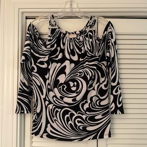 Michael-Michael Kors Black &White Retro Wavelook cold shoulder blouse XS